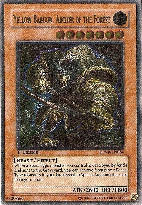 1st Edition, Beast, Earth, Effect Monster, Stardust Overdrive, Ultimate Rare, Unlimited Yellow Baboon, Archer of the Forest [SOVR-EN084] Ultimate Rare - Trading Card World