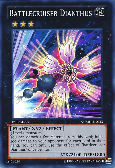 1st Edition, Earth, Number Hunters, Plant, Super Rare, Unlimited, Xyz/Effect Monster Battlecruiser Dianthus [NUMH-EN043] Super Rare - Trading Card World