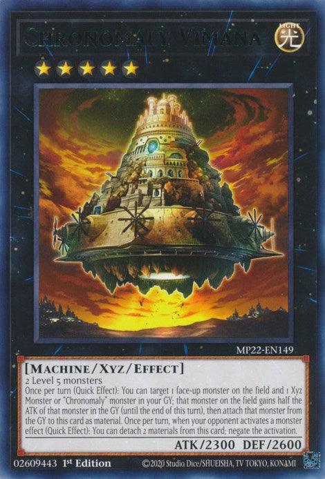1st Edition, 2022 Tin of the Pharaoh's Gods, Light, Machine, Rare, Xyz/Effect Monster Chronomaly Vimana [MP22-EN149] Rare - Trading Card World