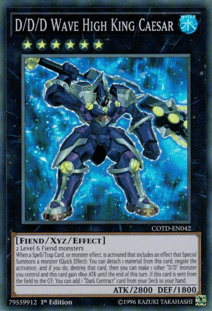 1st Edition, Code of the Duelist, Fiend, Super Rare, Unlimited, Water, Xyz/Effect Monster D/D/D Wave High King Caesar [COTD-EN042] Super Rare - Trading Card World