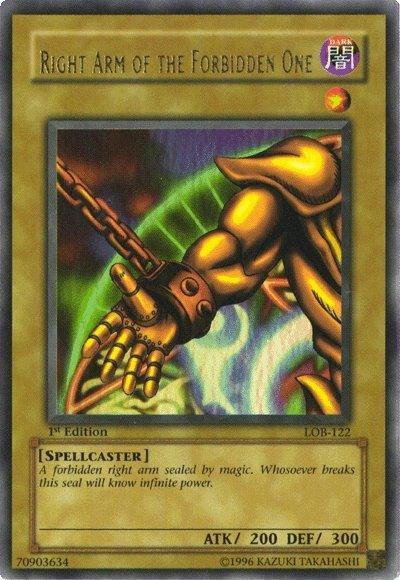 1st Edition, Dark, Normal Monster, Spellcaster, The Legend of Blue Eyes White Dragon, Ultra Rare, Unlimited Right Arm of the Forbidden One [LOB-122] Ultra Rare - Trading Card World