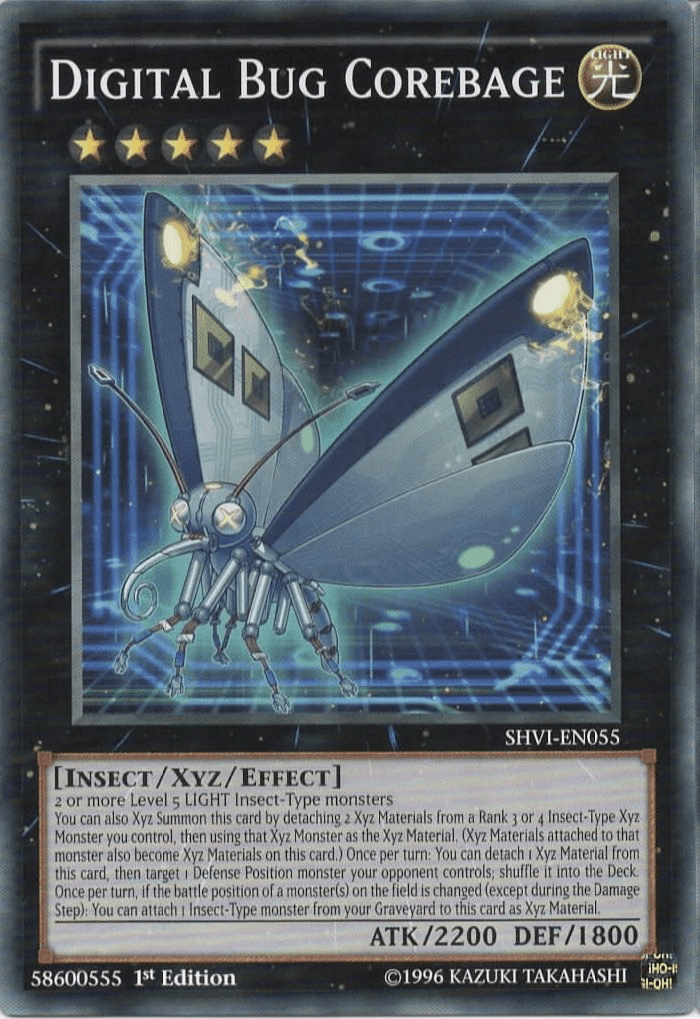 1st Edition, Common, Insect, Light, Shining Victories, Unlimited, Xyz/Effect Monster Digital Bug Corebage [SHVI-EN055] Common - Trading Card World