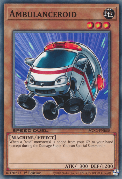 1st Edition, Common, Earth, Effect Monster, Machine, Speed Duel GX: Midterm Paradox Ambulanceroid [SGX2-ENB08] Common - Trading Card World