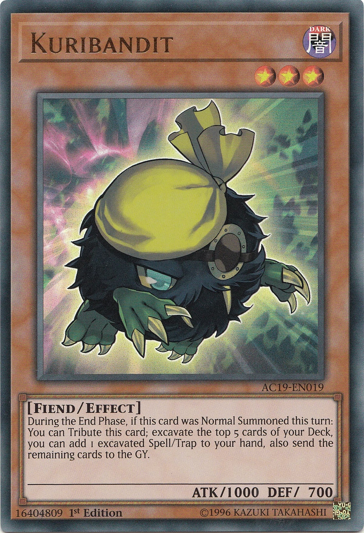 1st Edition, Advent Calendar 2019, Dark, Effect Monster, Fiend, Ultra Rare Kuribandit [AC19-EN019] Ultra Rare - Trading Card World