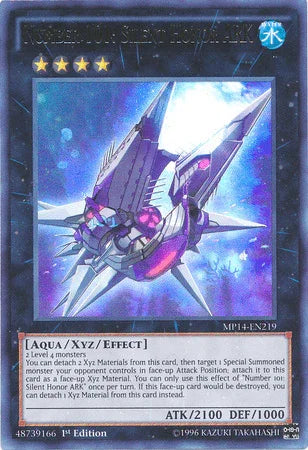 1st Edition, 2014 Mega-Tins Mega Pack, Aqua, Ultra Rare, Water, Xyz/Effect Monster Number 101: Silent Honor ARK [MP14-EN219] Ultra Rare - Trading Card World