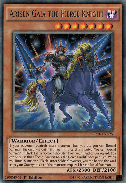 1st Edition, Breakers of Shadow, Dark, Effect Monster, Rare, Unlimited, Warrior Arisen Gaia the Fierce Knight [BOSH-EN098] Rare - Trading Card World