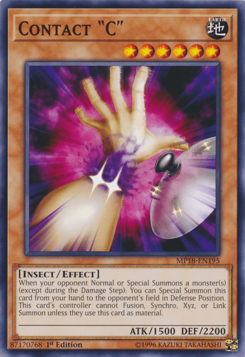 1st Edition, 2018 Mega-Tins Mega Pack, Common, Earth, Effect Monster, Insect Contact "C" [MP18-EN195] Common - Trading Card World