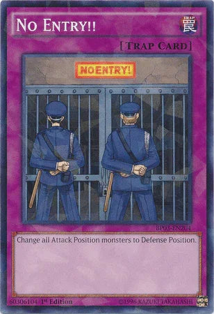 1st Edition, Battle Pack 3: Monster League, Normal Trap, Shatterfoil Rare, Trap No Entry!! [BP03-EN204] Shatterfoil Rare - Trading Card World