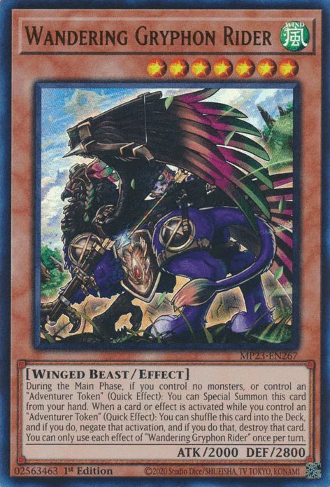 1st Edition, Dueling Heroes Collectors Tin - Mega Pack (25th Anniversary Edition), Effect Monster, Ultra Rare, Wind, Winged Beast Wandering Gryphon Rider [MP23-EN267] Ultra Rare - Trading Card World