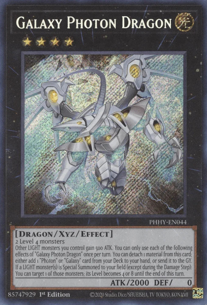 1st Edition, Dragon, Light, Photon Hypernova, Secret Rare, Xyz/Effect Monster Galaxy Photon Dragon [PHHY-EN044] Secret Rare - Trading Card World