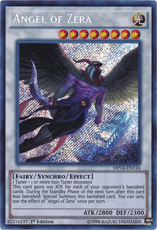 1st Edition, 2014 Mega-Tins Mega Pack, Fairy, Light, Secret Rare, Synchro/Effect Monster Angel of Zera [MP14-EN116] Secret Rare - Trading Card World