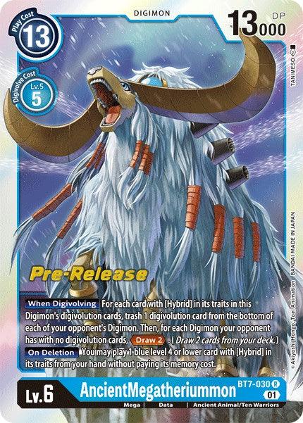 Ancient Animal/Ten Warriors, Blue, BT7-030, Data, Digimon, Mega, Next Adventure Pre-Release Cards, Rare AncientMegatheriummon [BT7-030] [Next Adventure Pre-Release Cards] - Trading Card World