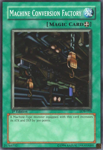 1st Edition, Common, Equip Spell, Spell, The Legend of Blue Eyes White Dragon, Unlimited Machine Conversion Factory [LOB-096] Common - Trading Card World