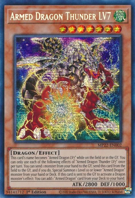 1st Edition, 2022 Tin of the Pharaoh's Gods, Dragon, Effect Monster, Prismatic Secret Rare, Wind Armed Dragon Thunder LV7 [MP22-EN002] Prismatic Secret Rare - Trading Card World