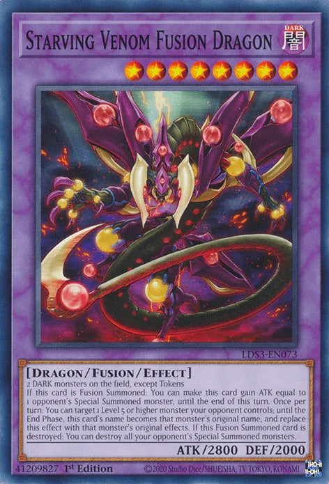 1st Edition, Common, Dark, Dragon, Fusion/Effect Monster, Legendary Duelists: Season 3 Starving Venom Fusion Dragon [LDS3-EN073] Common - Trading Card World