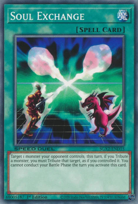 1st Edition, Common, Normal Spell, Speed Duel GX: Midterm Paradox, Spell Soul Exchange [SGX2-END15] Common - Trading Card World