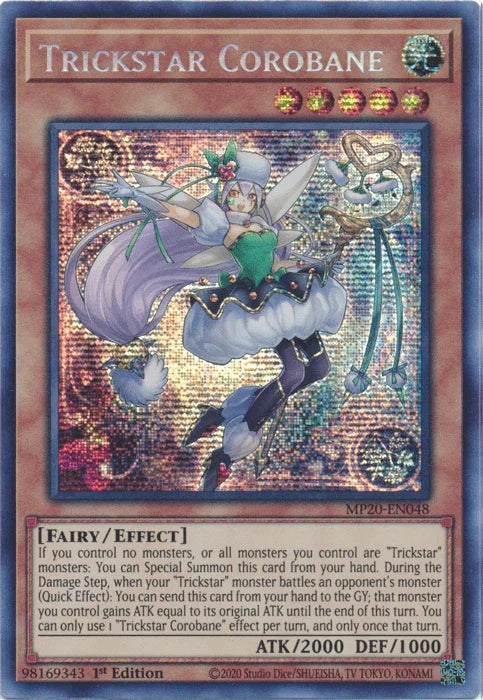 1st Edition, 2020 Tin of Lost Memories, Effect Monster, Fairy, Light, Prismatic Secret Rare Trickstar Corobane [MP20-EN048] Prismatic Secret Rare - Trading Card World