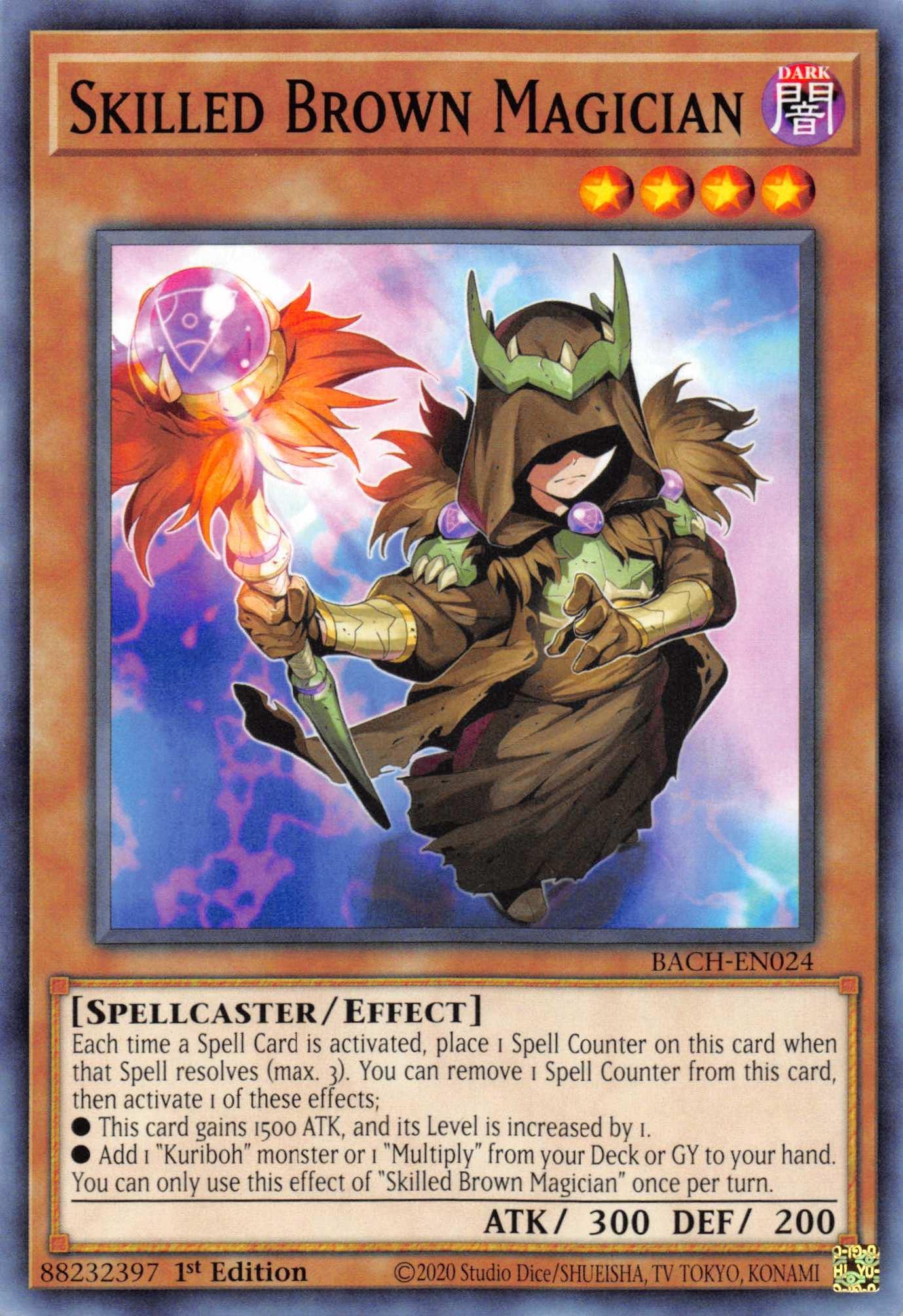 1st Edition, Battle of Chaos, Common, Dark, Effect Monster, Spellcaster Skilled Brown Magician [BACH-EN024] Common - Trading Card World
