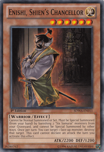 1st Edition, Common, Effect Monster, Light, Structure Deck: Samurai Warlords, Warrior Enishi, Shien's Chancellor [SDWA-EN011] Common - Trading Card World