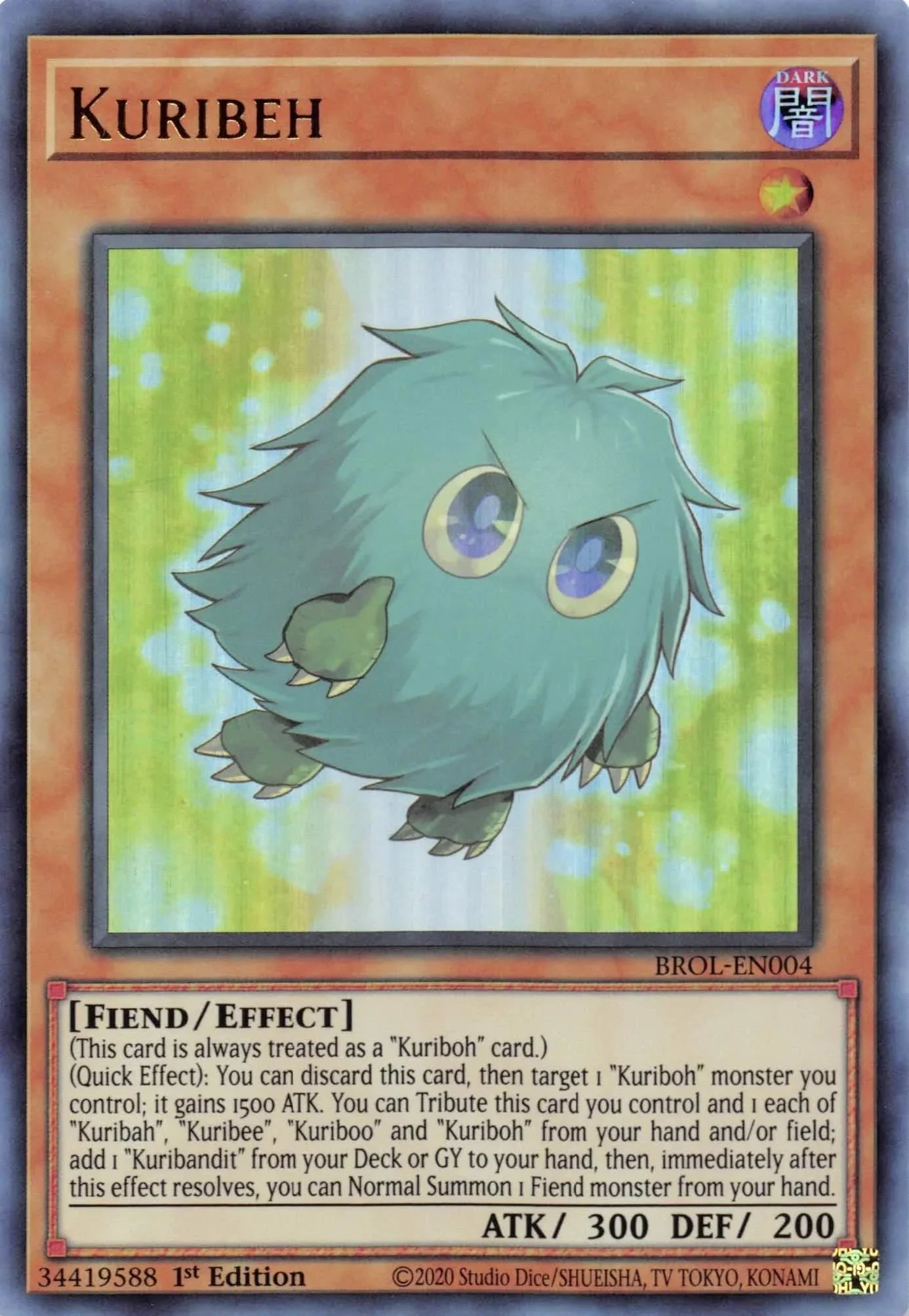 1st Edition, Brothers of Legend, Dark, Effect Monster, Fiend, Ultra Rare Kuribeh [BROL-EN004] Ultra Rare - Trading Card World