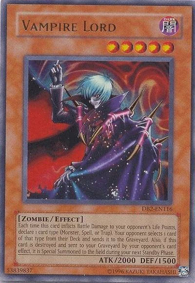 Dark, Dark Beginning 2, Effect Monster, Ultra Rare, Unlimited, Zombie Vampire Lord [DB2-EN116] Ultra Rare - Trading Card World