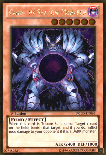 1st Edition, Dark, Effect Monster, Fiend, Gold Rare, Premium Gold, Unlimited Caius the Shadow Monarch [PGLD-EN066] Gold Rare - Trading Card World