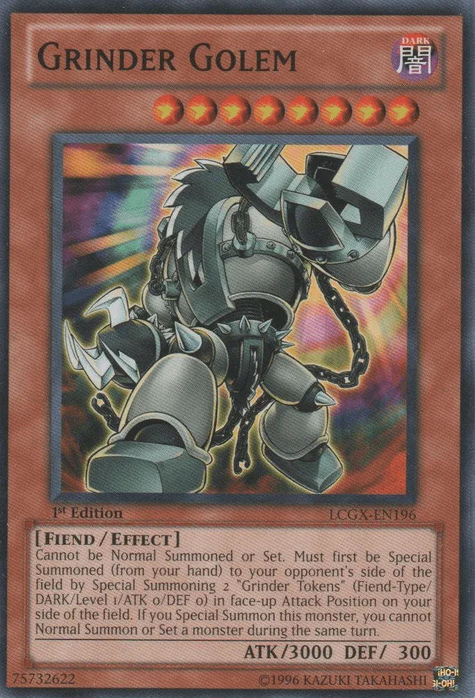 1st Edition, Common, Dark, Effect Monster, Fiend, Legendary Collection 2, Unlimited Grinder Golem [LCGX-EN196] Common - Trading Card World