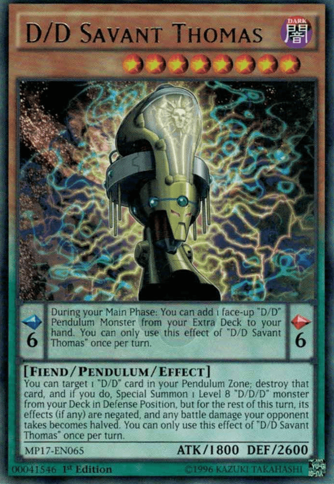 1st Edition, 2017 Mega-Tins Mega Pack, Dark, Fiend, Pendulum/Effect Monster, Rare D/D Savant Thomas [MP17-EN065] Rare - Trading Card World