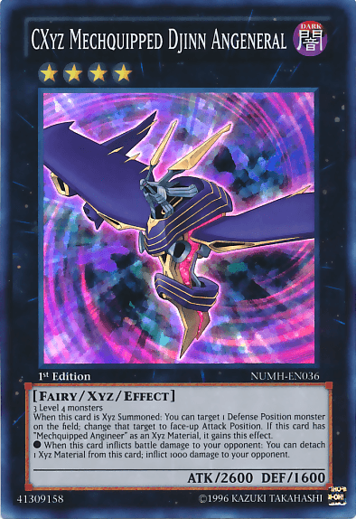 1st Edition, Dark, Fairy, Number Hunters, Super Rare, Unlimited, Xyz/Effect Monster CXyz Mechquipped Djinn Angeneral [NUMH-EN036] Super Rare - Trading Card World