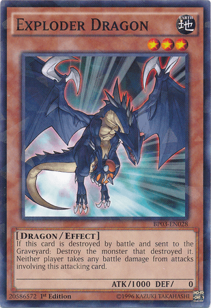 1st Edition, Battle Pack 3: Monster League, Dragon, Earth, Effect Monster, Shatterfoil Rare Exploder Dragon [BP03-EN028] Shatterfoil Rare - Trading Card World
