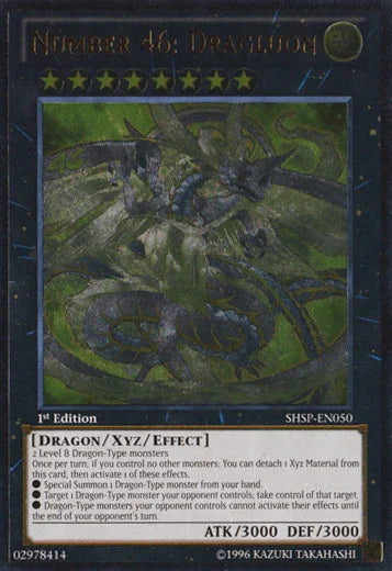 1st Edition, Dragon, Fire, Shadow Specters, Ultimate Rare, Unlimited, Xyz/Effect Monster Number 46: Dragluon (UTR) [SHSP-EN050] Ultimate Rare - Trading Card World