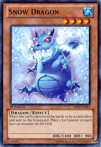1st Edition, Abyss Rising, Common, Dragon, Effect Monster, Unlimited, Water Snow Dragon [ABYR-EN094] Common - Trading Card World