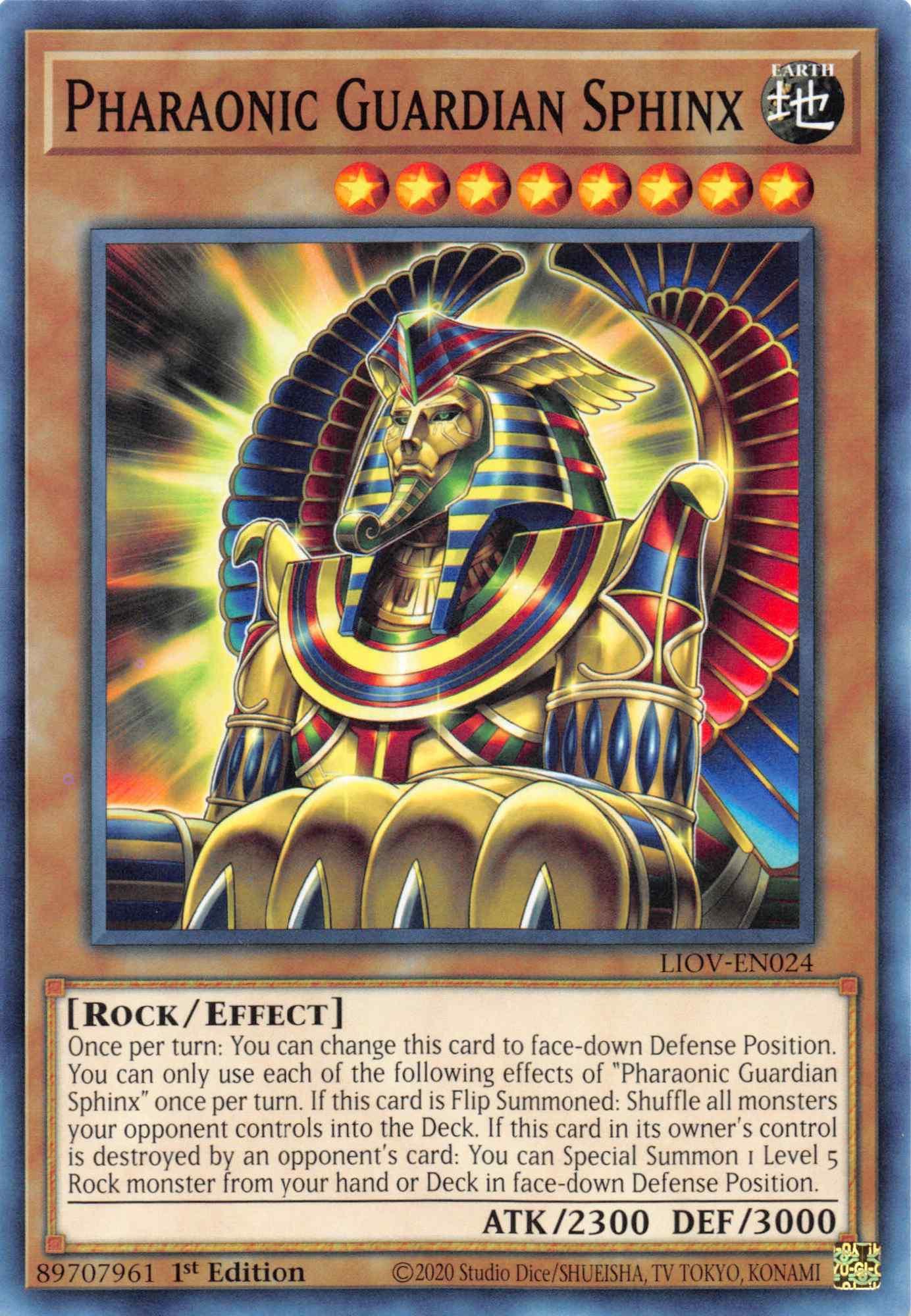 1st Edition, Common, Earth, Effect Monster, Lightning Overdrive, Rock Pharaonic Guardian Sphinx [LIOV-EN024] Common - Trading Card World