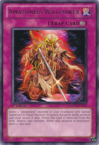 1st Edition, Continuous Trap, Duelist Revolution, Rare, Trap, Unlimited Amazoness Willpower [DREV-EN072] Rare - Trading Card World