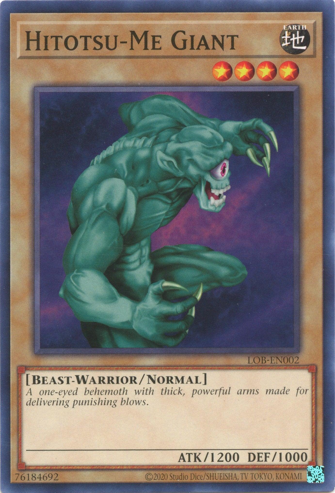 Beast-Warrior, Common, Earth, Legend of Blue Eyes White Dragon (25th Anniversary Edition), Normal Monster, Unlimited Hitotsu-Me Giant (25th Anniversary) [LOB-EN002] Common - Trading Card World