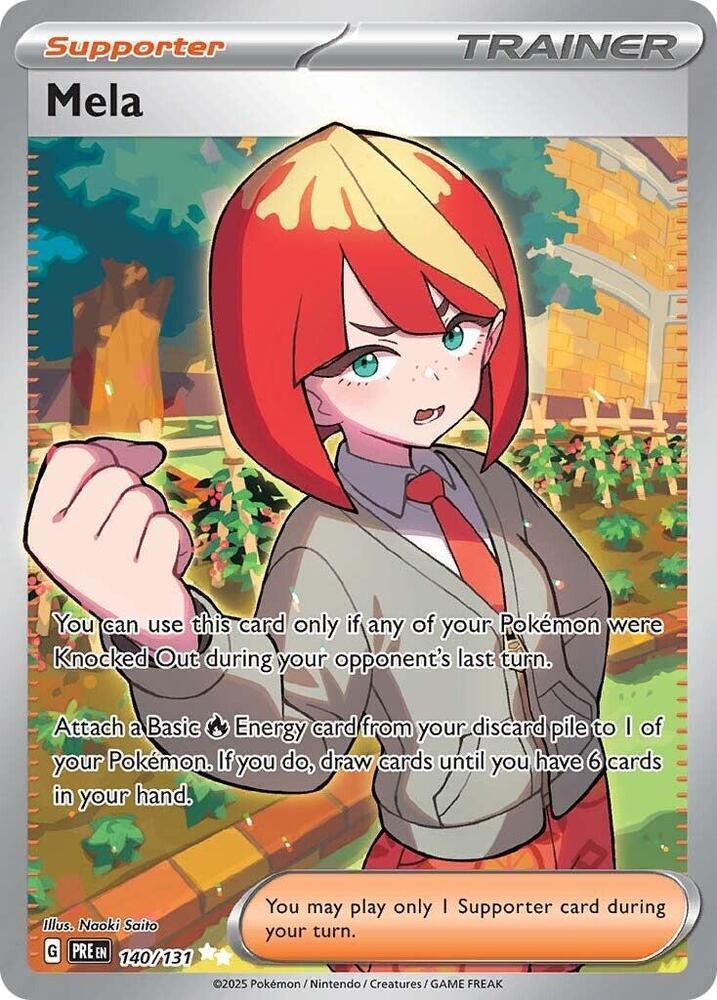 140, Holofoil, Scarlet & Violet: Prismatic Evolutions, Supporter, Ultra Rare Mela (140/131) [Scarlet & Violet: Prismatic Evolutions] - Trading Card World