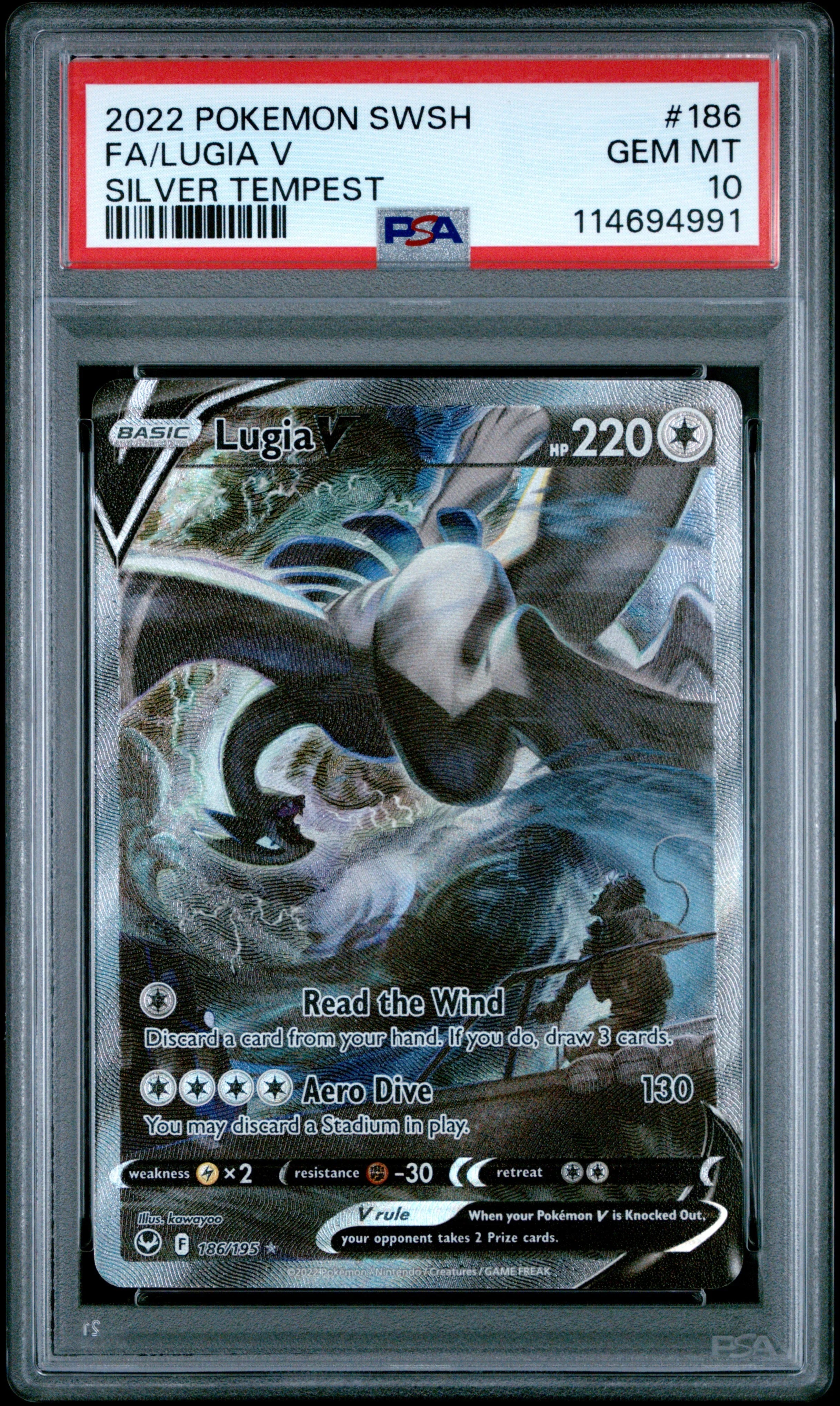 PSA 10 Full Art/lugia V #186 · Silver Tempest · 2022 — front
