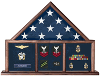 USAF Shadow Box, Flag Medal Case, Three Bay USA Case