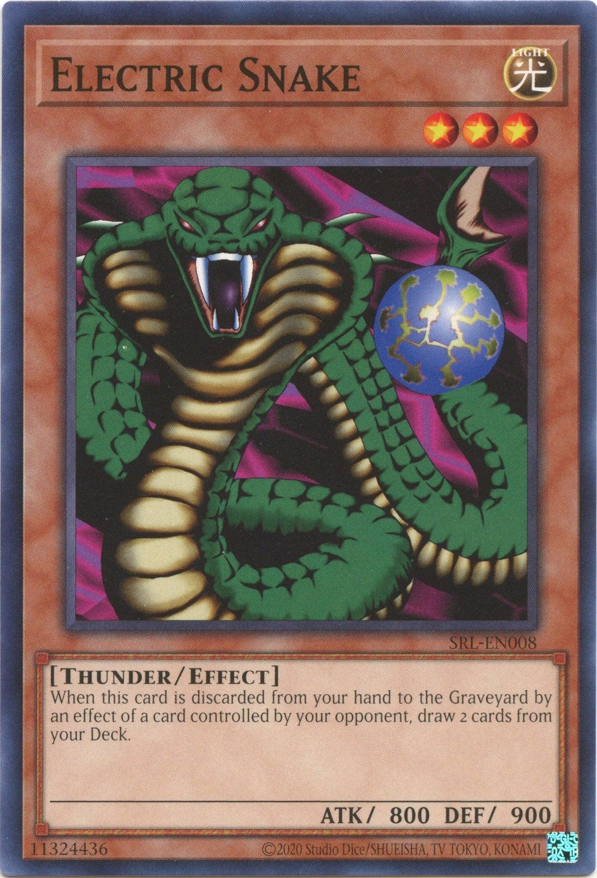 Common, Effect Monster, Light, Spell Ruler (25th Anniversary Edition), Thunder, Unlimited Electric Snake (25th Anniversary) [SRL-EN008] Common - Trading Card World