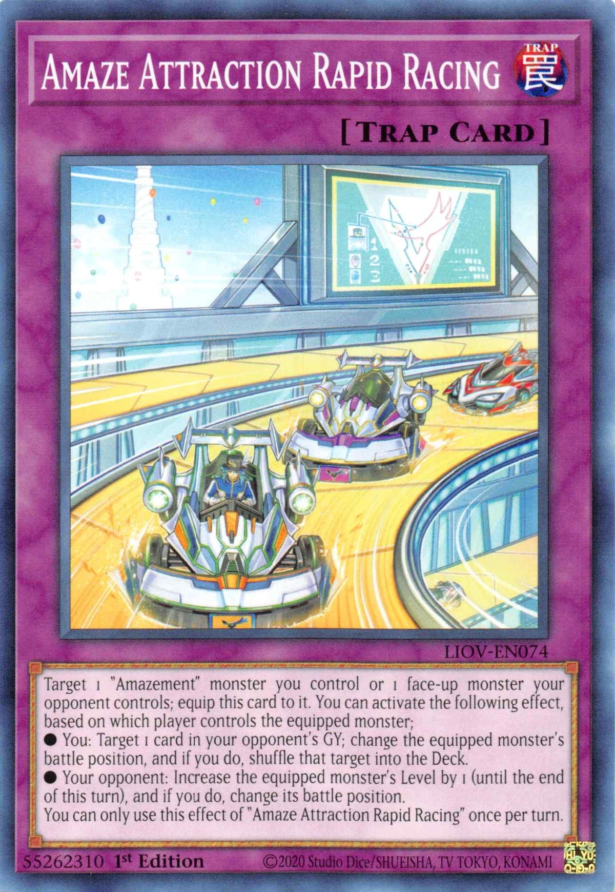 1st Edition, Common, Lightning Overdrive, Normal Trap, Trap Amaze Attraction Rapid Racing [LIOV-EN074] Common - Trading Card World