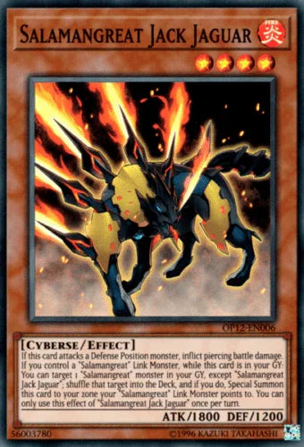 Cyberse, Effect Monster, Fire, OTS Tournament Pack 12, Super Rare, Unlimited Salamangreat Jack Jaguar [OP12-EN006] Super Rare - Trading Card World