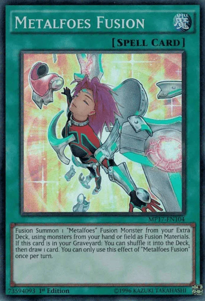 1st Edition, 2017 Mega-Tins Mega Pack, Normal Spell, Spell, Super Rare Metalfoes Fusion [MP17-EN104] Super Rare - Trading Card World