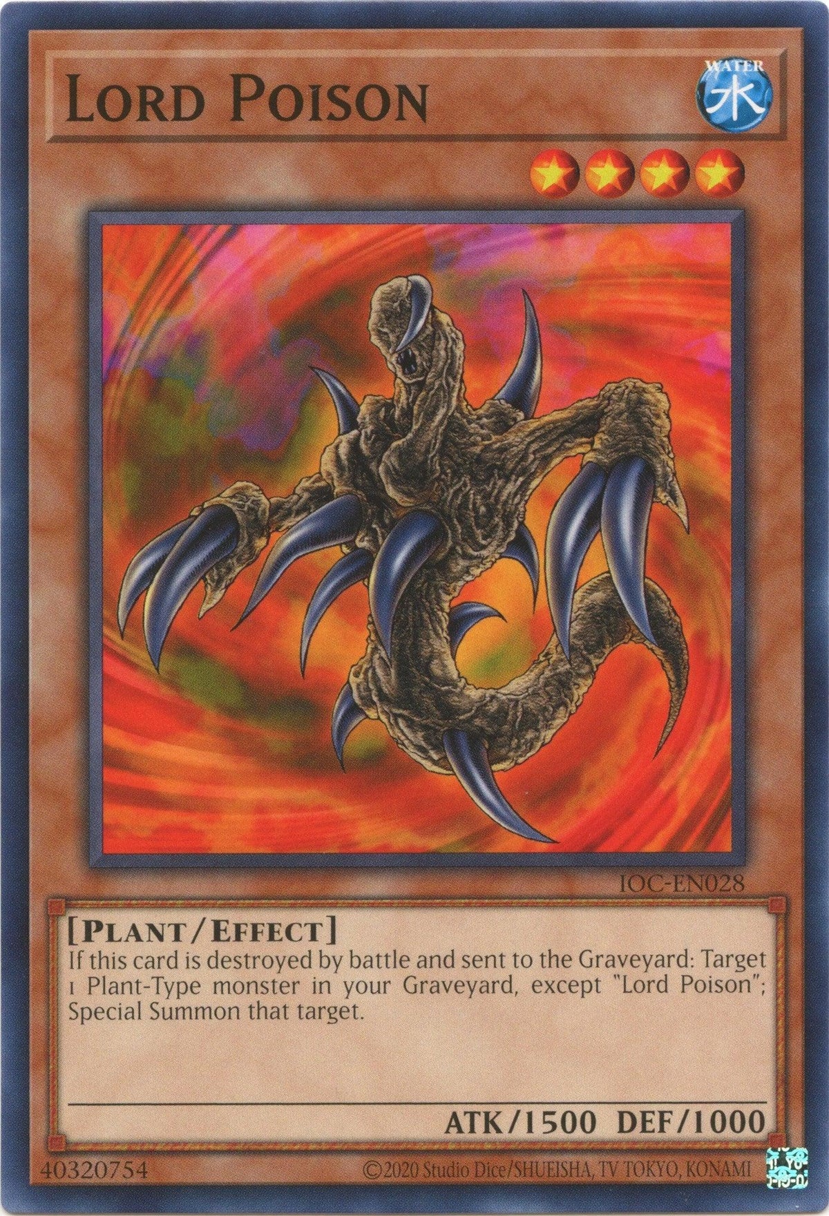 Common, Effect Monster, Invasion of Chaos (25th Anniversary Edition), Plant, Unlimited, Water Lord Poison (25th Anniversary) [IOC-EN028] Common - Trading Card World