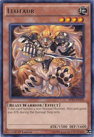 1st Edition, Battle Pack 3: Monster League, Beast-Warrior, Earth, Effect Monster, Rare Leotaur [BP03-EN102] Rare - Trading Card World