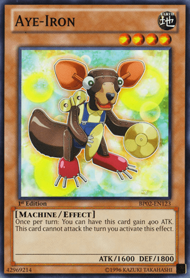 1st Edition, Battle Pack 2: War of the Giants, Common, Earth, Effect Monster, Machine, Unlimited Aye-Iron [BP02-EN123] Common - Trading Card World