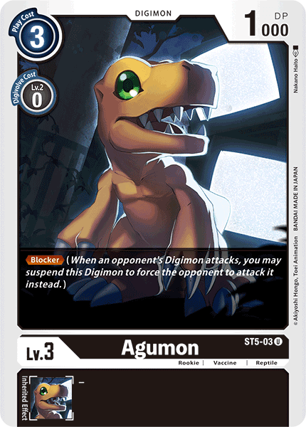 Black, Digimon, Reptile, Rookie, ST5-03, Starter Deck: Machine Black, Uncommon, Vaccine Agumon [ST5-03] [Starter Deck: Machine Black] - Trading Card World