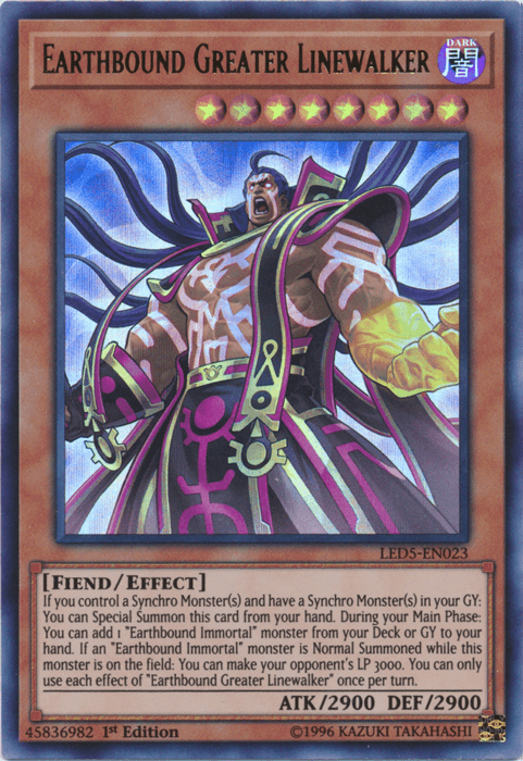 1st Edition, Dark, Effect Monster, Fiend, Legendary Duelists: Immortal Destiny, Ultra Rare Earthbound Greater Linewalker [LED5-EN023] Ultra Rare - Trading Card World