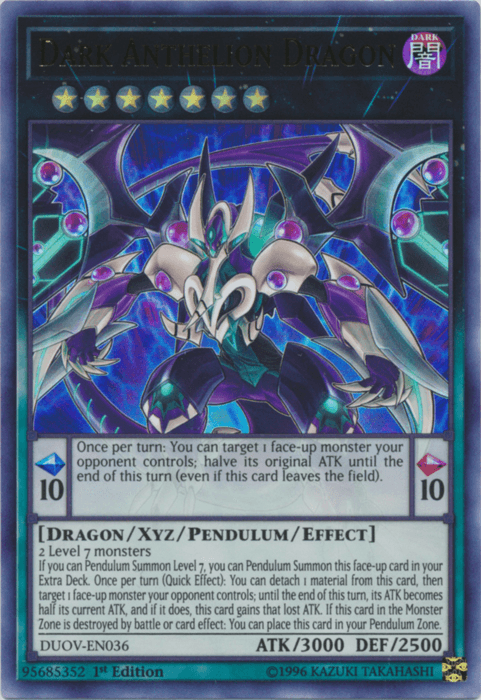 1st Edition, Dark, Dragon, Duel Overload, Ultra Rare, Xyz/Pendulum/Effect Monster Dark Anthelion Dragon [DUOV-EN036] Ultra Rare - Trading Card World