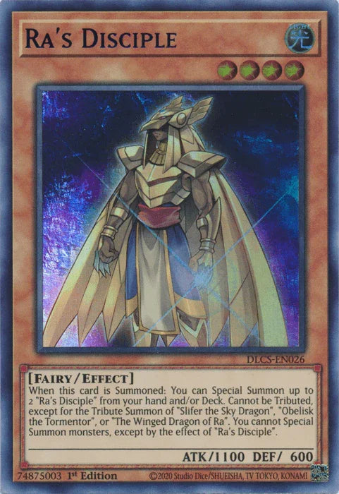 1st Edition, Dragons of Legend: The Complete Series, Effect Monster, Fairy, Light, Ultra Rare Ra's Disciple (Purple) [DLCS-EN026] Ultra Rare - Trading Card World