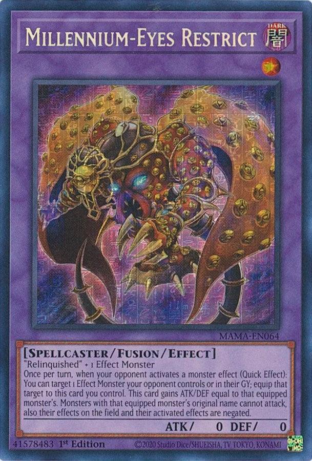 1st Edition, Dark, Fusion/Effect Monster, Magnificent Mavens, Secret Pharaoh's Rare, Spellcaster Millennium-Eyes Restrict [MAMA-EN064] Secret Pharaoh's Rare - Trading Card World